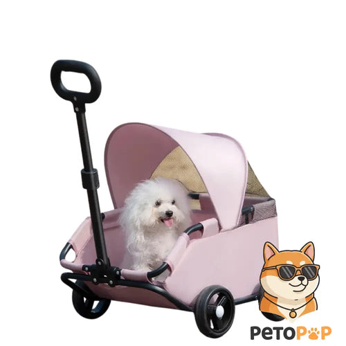 4輪ペットストローラー|小型・中型犬猫用キャリーカート サンカバー付き|Petopop