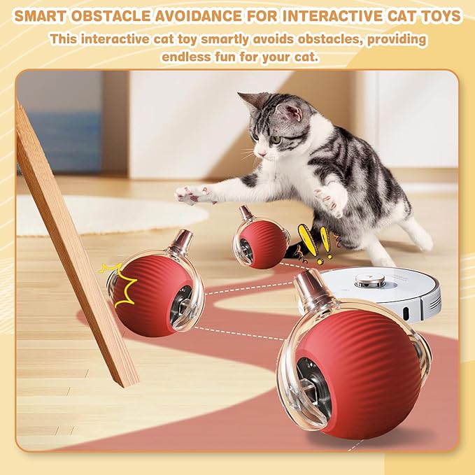 Interactive Smart Pet Ball - Automatic Rolling Toy with Realistic Mouse Tail for Cats & Dogs