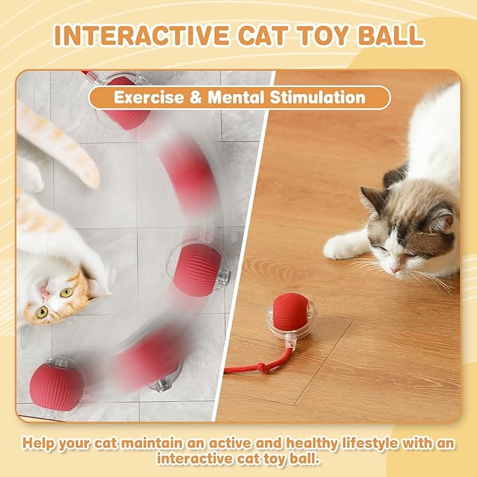 Interactive Smart Pet Ball - Automatic Rolling Toy with Realistic Mouse Tail for Cats & Dogs