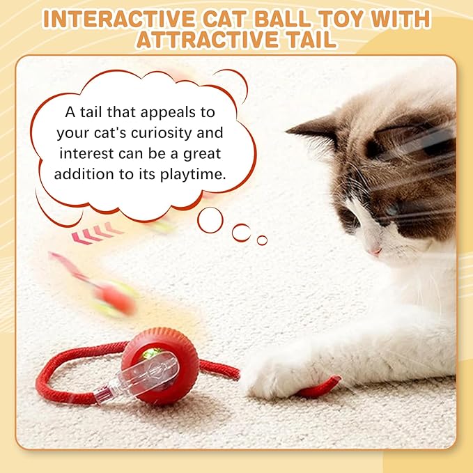 Interactive Smart Pet Ball - Automatic Rolling Toy with Realistic Mouse Tail for Cats & Dogs