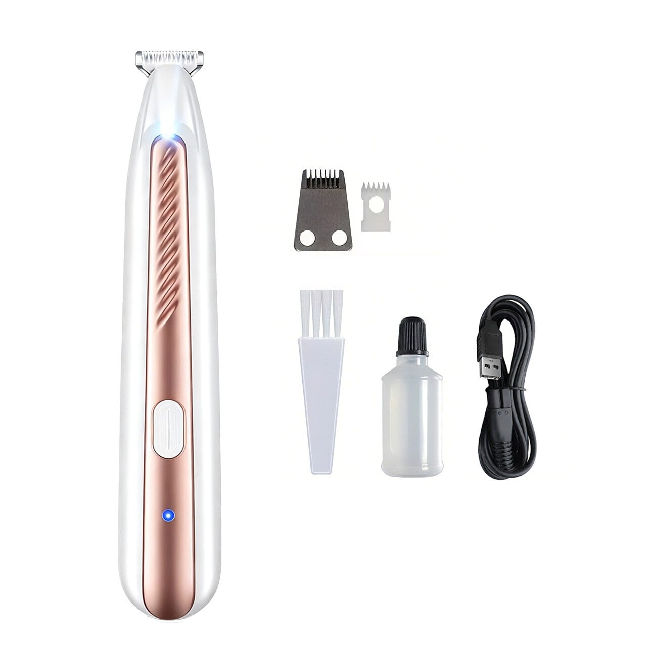 静音ペット用バリカン（足裏トリマー）by PetoPop、アタッチメント、ブラシ、オイル、充電ケーブル付き