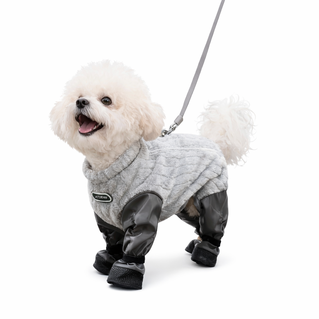 【PetoPop】散歩後の足洗いが不要に。サスペンダー式ドッグブーツパンツ｜防水・防滑・脱げにくい一体型設計