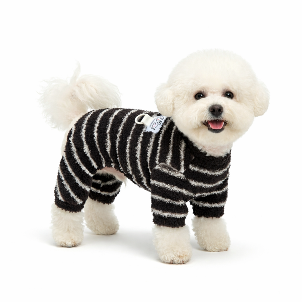 もっちり、ふわふわ。愛犬を癒やしの温度で包む「極上ボーダーロンパース」｜ PetoPop