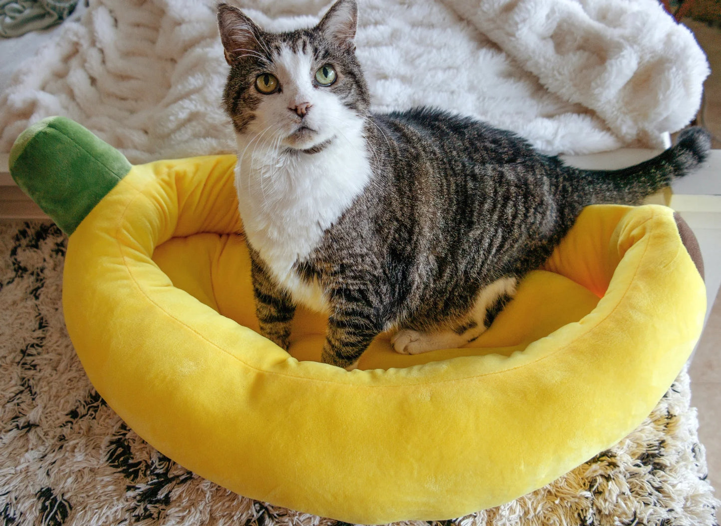 PetoPop Banana Peel Plush Cat Bed