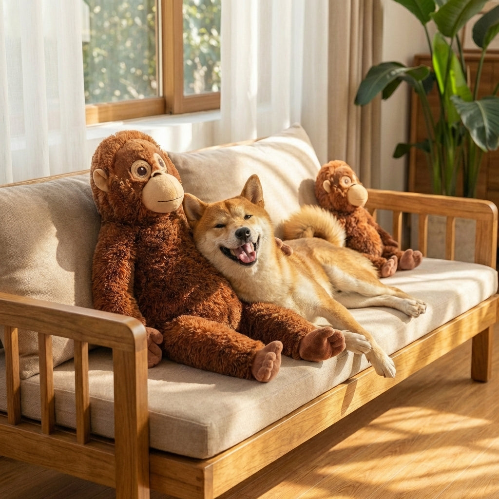 ソファに座るパンチくん ぬいぐるみ ふわふわ大きめ抱き枕