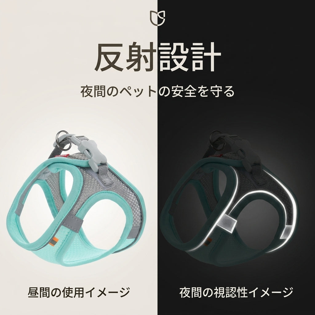 犬猫用ハーネスベスト（反射・通気・調整可能）小型・中型犬対応