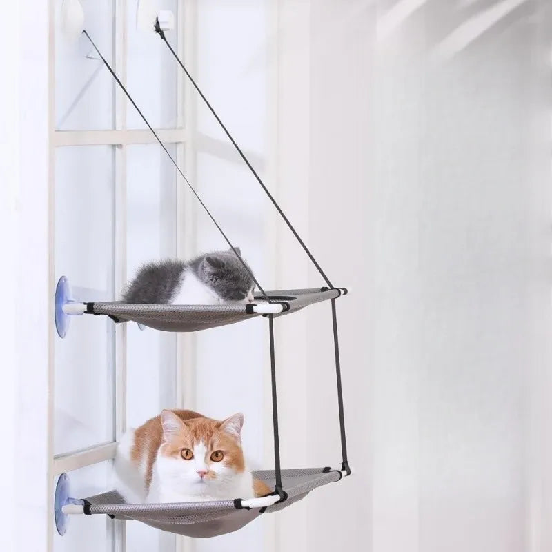 PetoPop Double-Decker Window Cat Hammock and Breathable Sun Seat