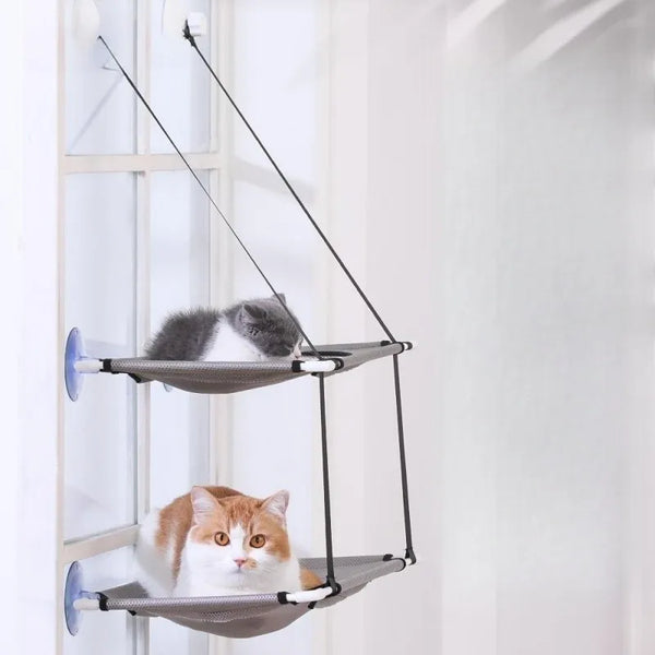 PetoPop Double-Decker Window Cat Hammock and Breathable Sun Seat