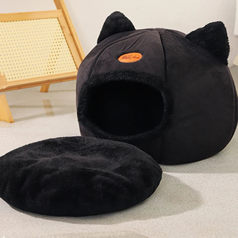 PetoPop Deep Sleep Cave Bed and Detachable Winter Plush Cat House