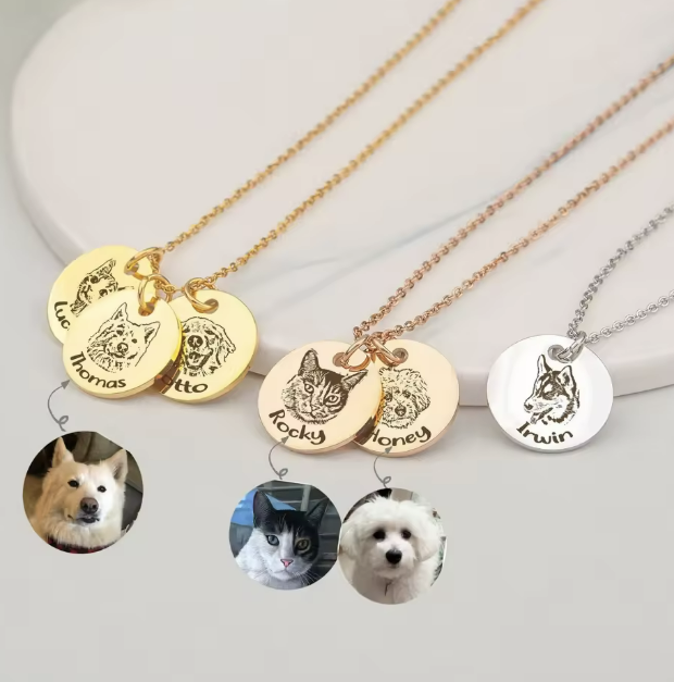 Personalized Pet Necklaces | Photo Engraved Custom Jewelry | Memorial Gifts for Dogs and Cats | Petopop