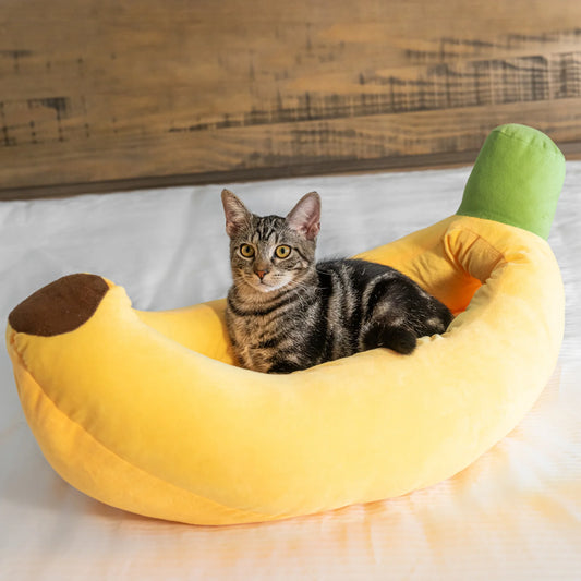 PetoPop Banana Peel Plush Cat Bed