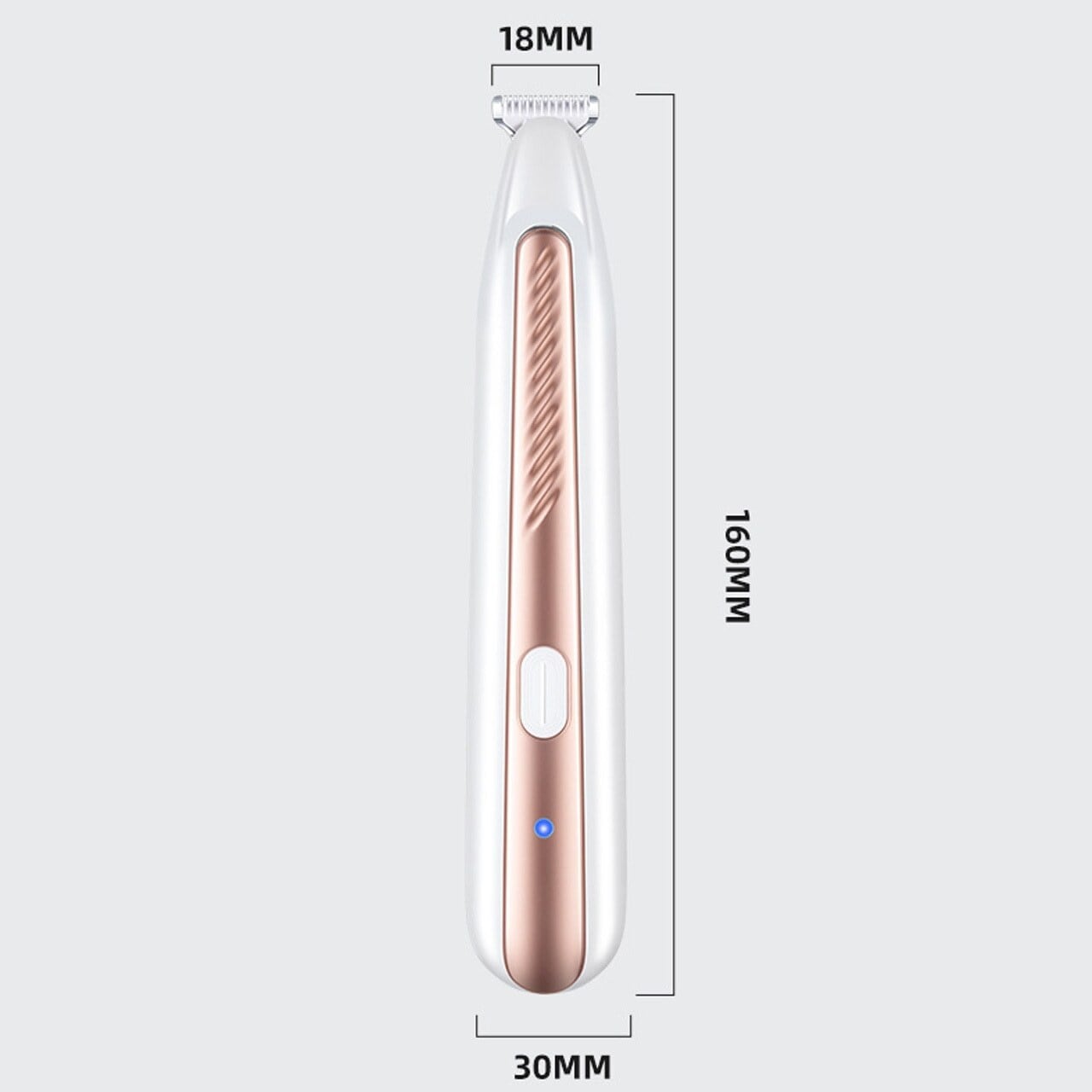 ペット用バリカン（足裏トリマー）PetoPop製、寸法線付き