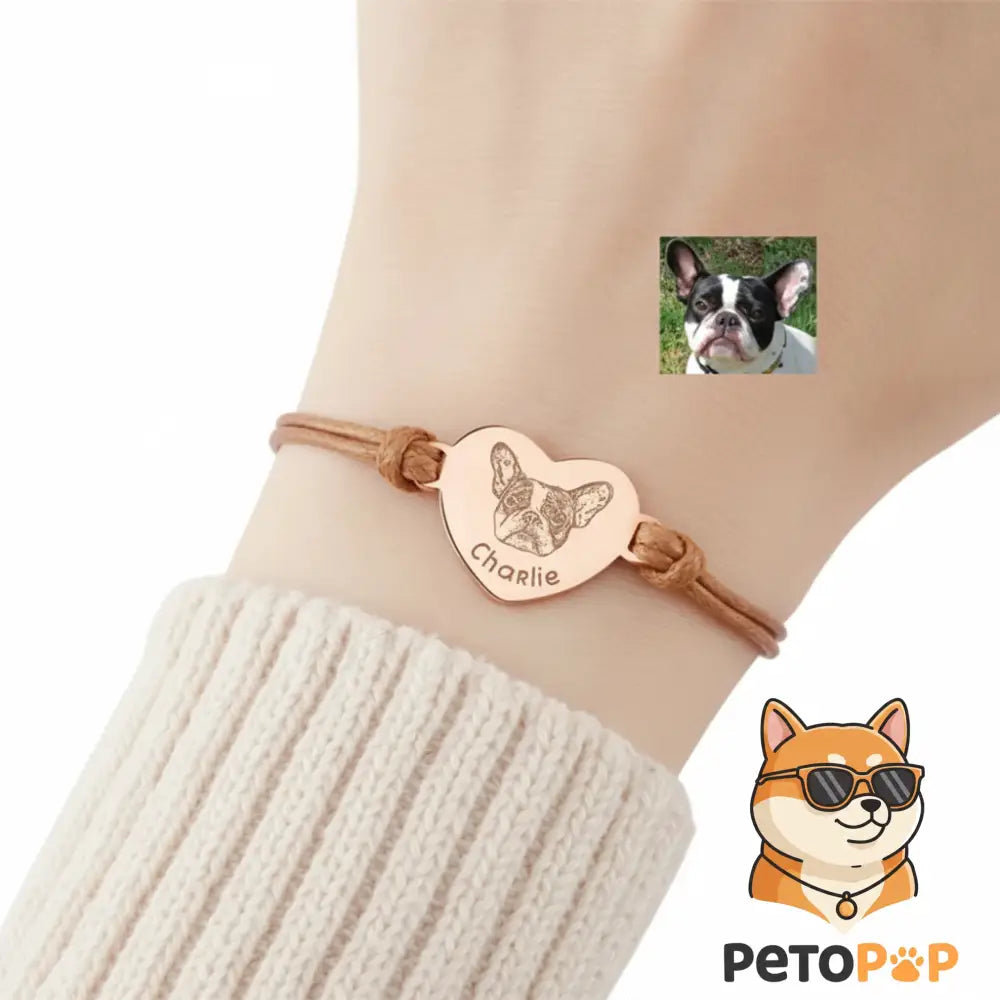 カスタムペットポートレートブレスレット｜犬猫写真刻印｜名入れステンレス製アジャスタブルブレスレット｜Petopop