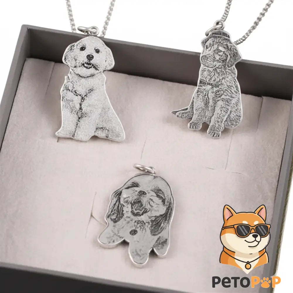 パーソナライズペット写真ネックレス｜犬猫ポートレート刻印ペンダント｜カスタム名入れメモリアルジュエリー ギフト｜Petopop