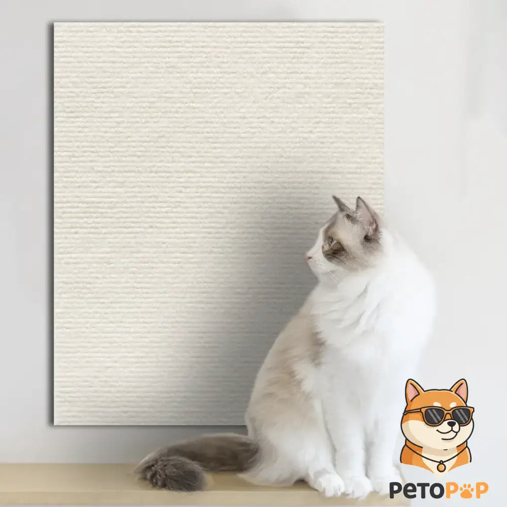 【PetoPop】DIY 貼れる猫用爪とぎマット｜自由自在にカット可能・壁やソファの家具保護に・強力吸着カーペット アイボリーホワイト / 30x30CM
