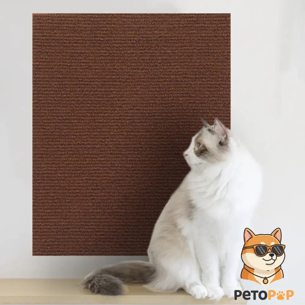 【PetoPop】DIY 貼れる猫用爪とぎマット｜自由自在にカット可能・壁やソファの家具保護に・強力吸着カーペット モカブラウン / 30x30CM