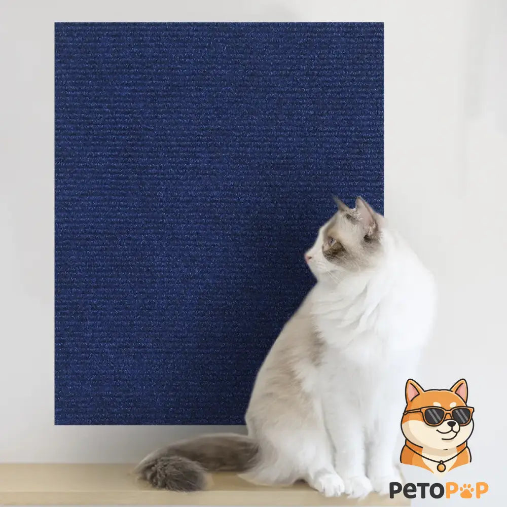 【PetoPop】DIY 貼れる猫用爪とぎマット｜自由自在にカット可能・壁やソファの家具保護に・強力吸着カーペット ネイビーブルー / 30x30CM