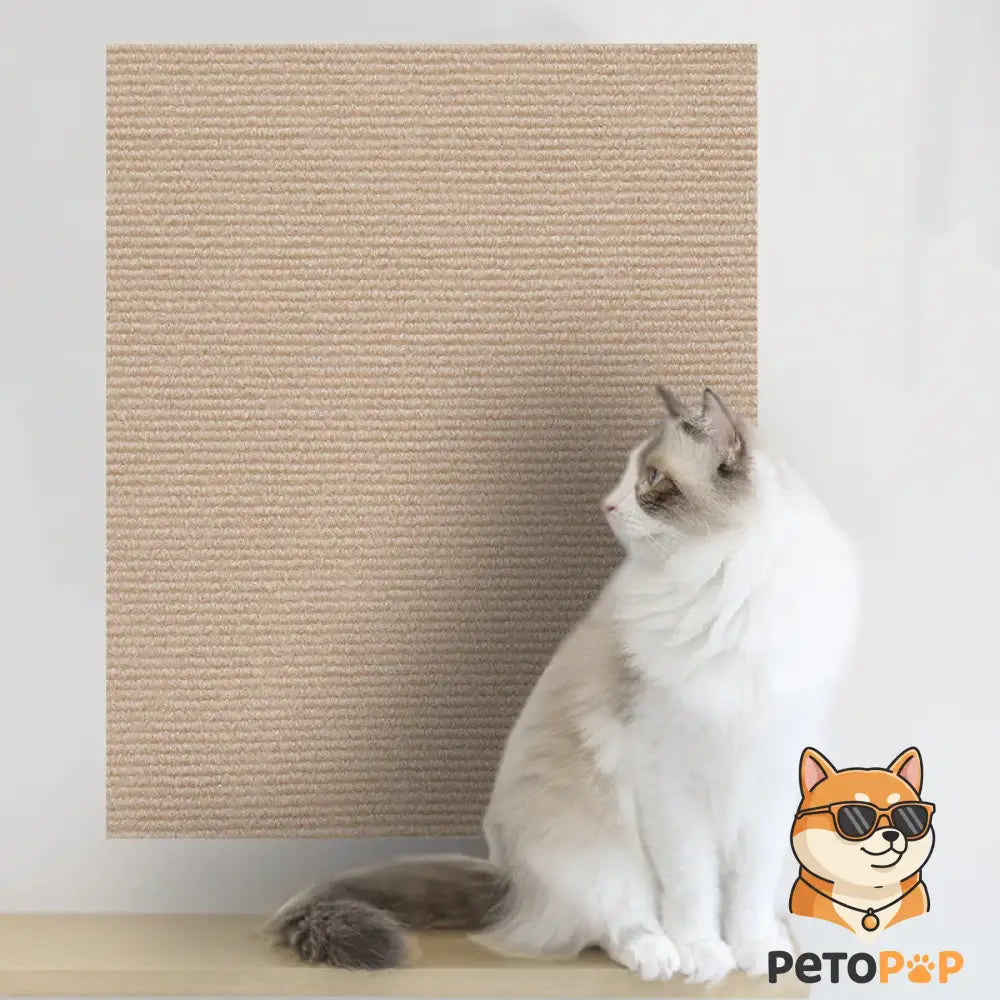 【PetoPop】DIY 貼れる猫用爪とぎマット｜自由自在にカット可能・壁やソファの家具保護に・強力吸着カーペット サンドベージュ / 30x30CM