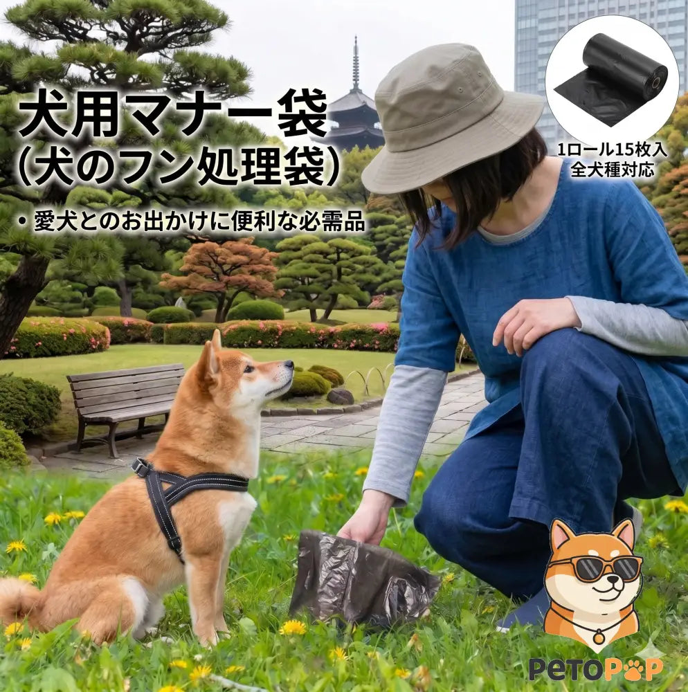 PetoPop うんちが臭わない袋 Sサイズ相当 150枚入｜骨型ディスペンサー付き 厚手で破れにくい防臭マナー袋 ペット用うんち袋 - ブラック - ペット用品