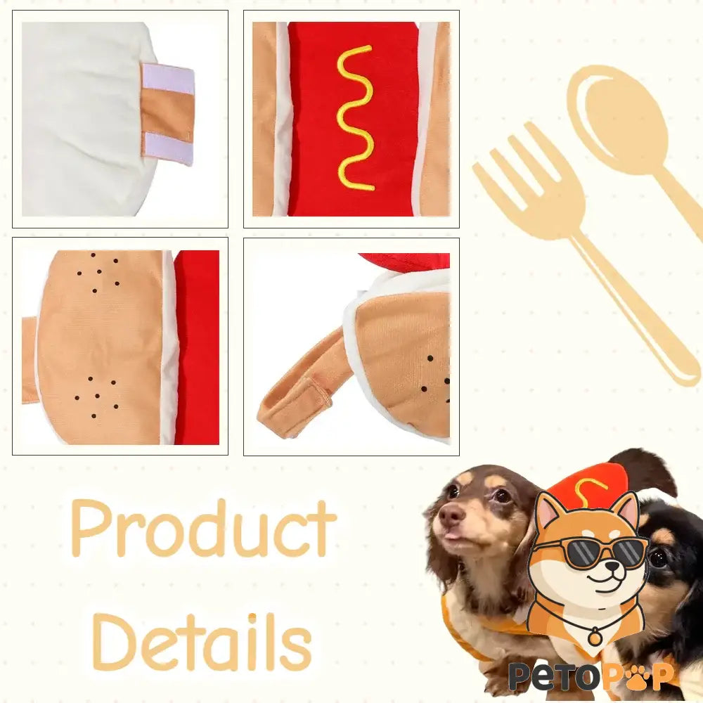 犬猫用コスチューム｜おもしろフェスティバル衣装・ホットドッグデザイン｜ハロウィン＆クリスマス用ペット服｜Petopop