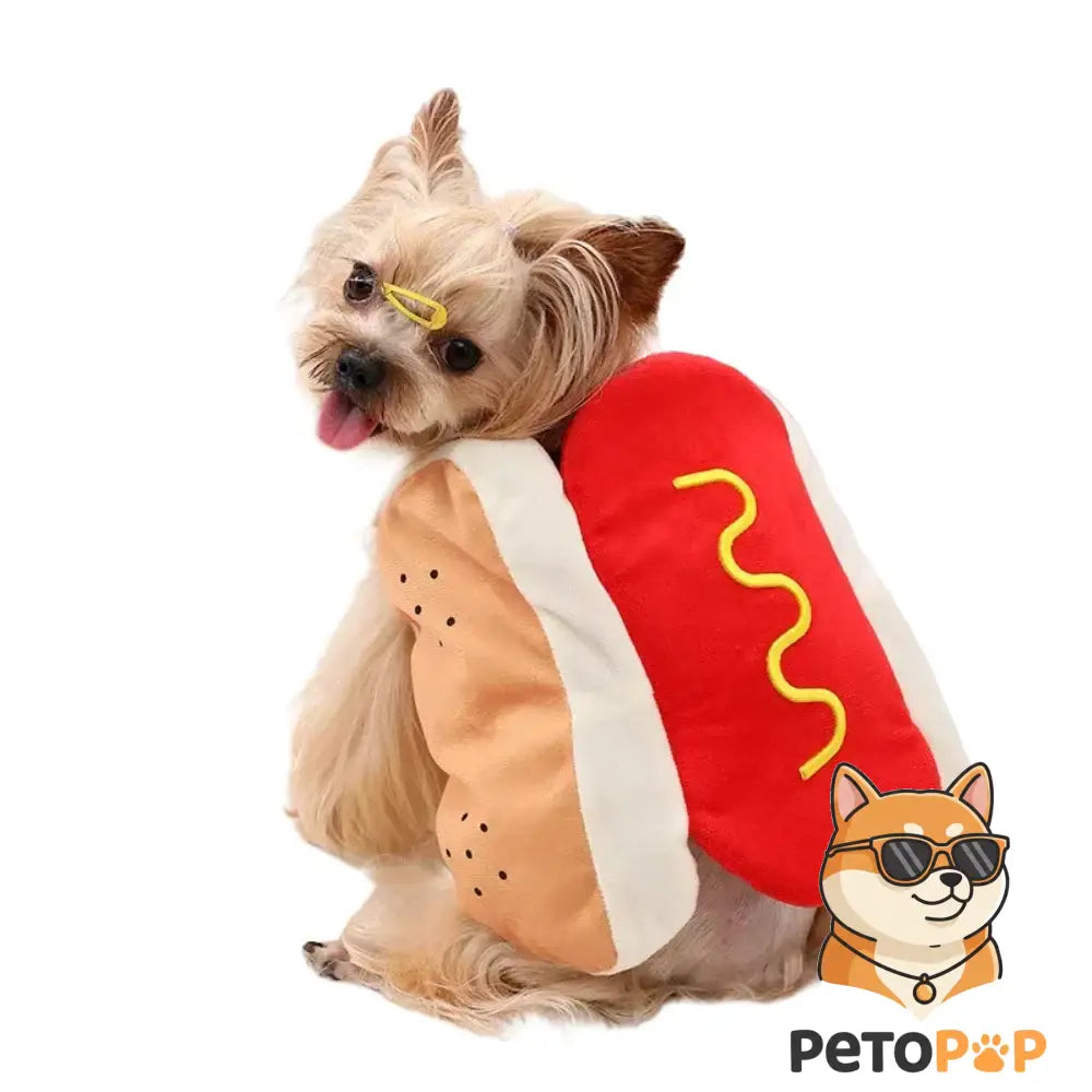 犬猫用コスチューム｜おもしろフェスティバル衣装・ホットドッグデザイン｜ハロウィン＆クリスマス用ペット服｜Petopop Hot Dog / XS