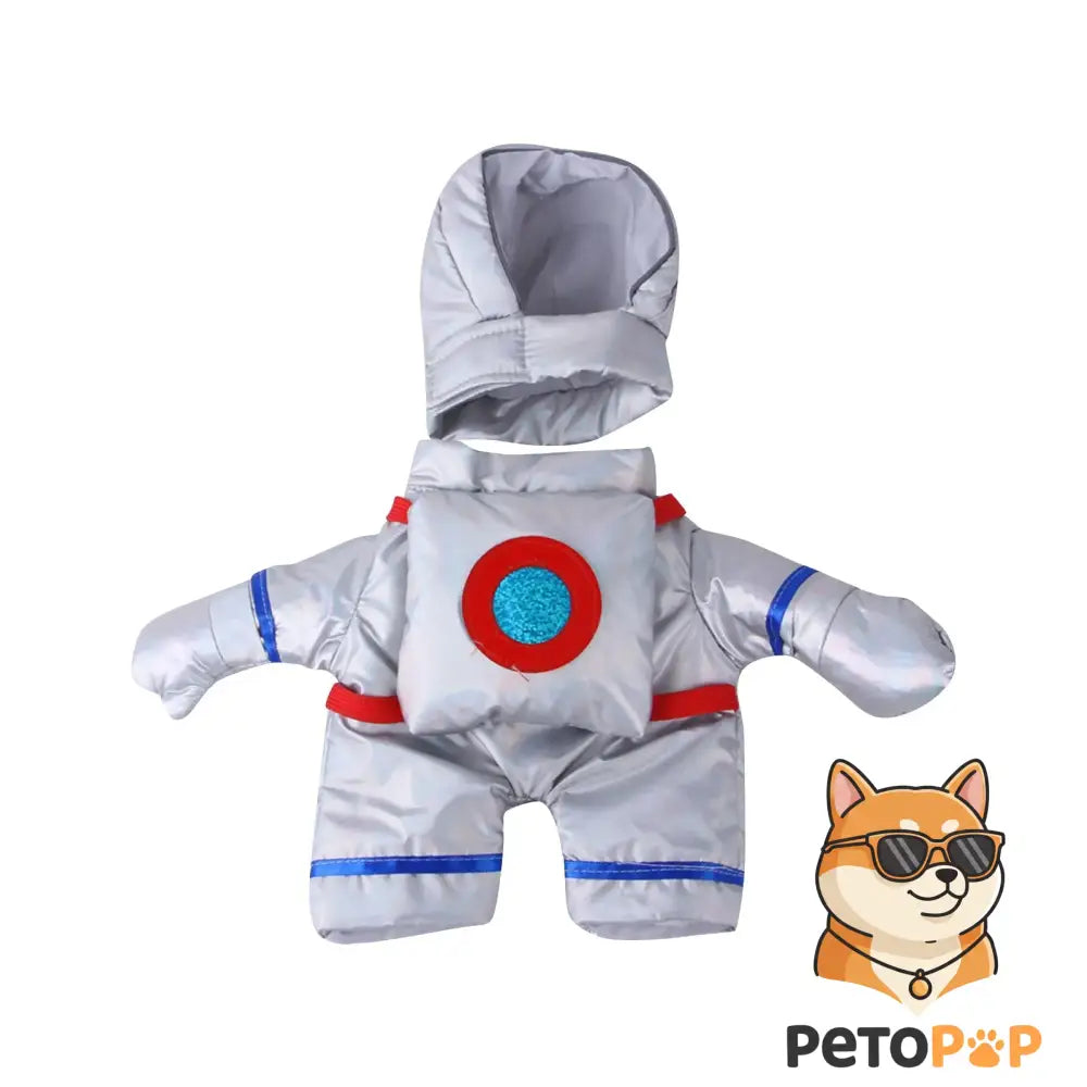 犬猫用コスプレ服｜宇宙飛行士アストロノーツコスチューム｜ハロウィン・パーティー仮装｜Petopop シルバー / S