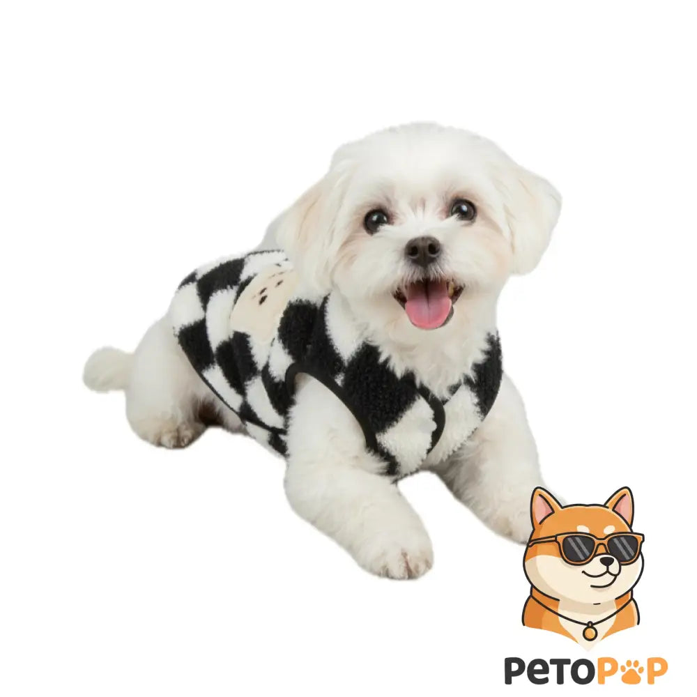 「犬用チェック柄フリースつなぎ服｜小型犬・子犬・猫用あったかペットウェア｜Petopop」